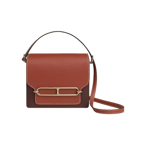 HERMES Roulis Evercolor Телячья кожа Сумка через плечо Мини Женская Седло Красный Охра Красный