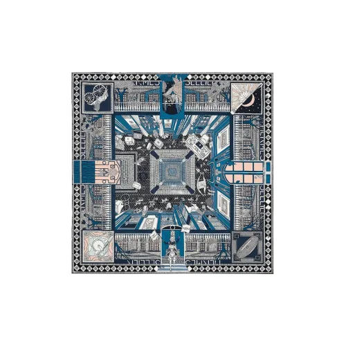 HERMES Шелковые шарфы Синий Женские