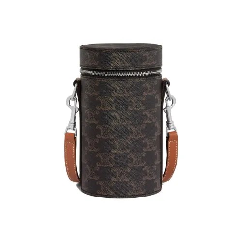 CELINE Коровья кожа Цилиндрическая сумка Сумка через плечо Обычная Мужская Рыжевато-коричневый