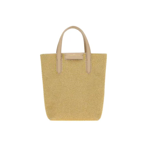 Ferragamo Ткань с коровьей кожей Дорожная сумка Сумка Мини Женская Золотая