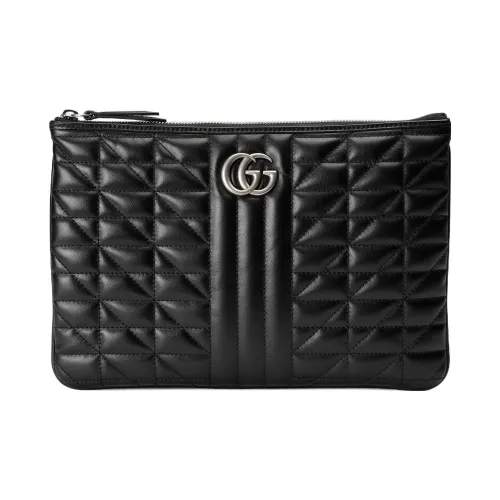 GUCCI GG Marmont Quilted кожа клатч женский черный