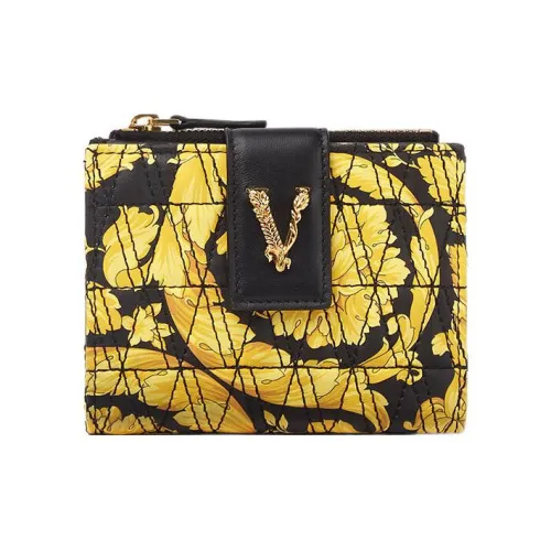VERSACE Virtus Sheepskin Wallet Standard Women's Gold Black VERSACE Virtus Овчина Кошелек Стандартный Женский Золотой Черный