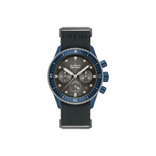 BLANCPAIN FIFTY FATHOMS Автоматический Механический Механизм Мужские Часы 43,6 мм Черный Циферблат Керамика Чехол Часы NATO Ремешок