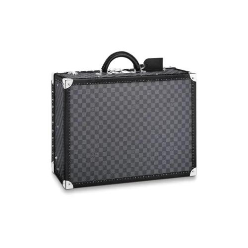 LOUIS VUITTON Холст с кожей Комбинированный чемодан Твердый чехол Хранение Коробка Мужской Черный