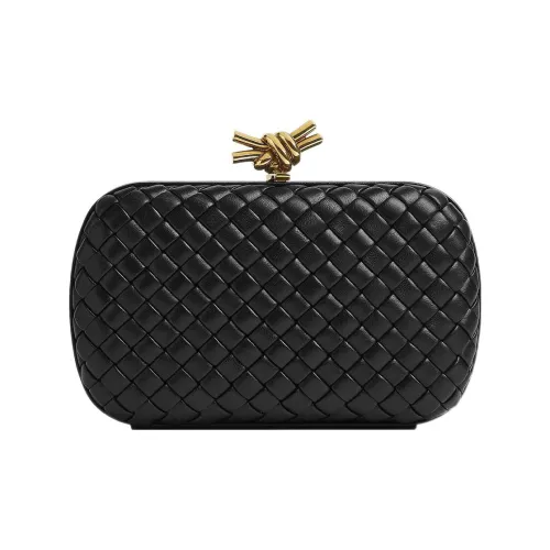 Bottega Veneta Узел Овечья шкура Golden Mouth Сумка Evening Клатч Сумка Женские Черный