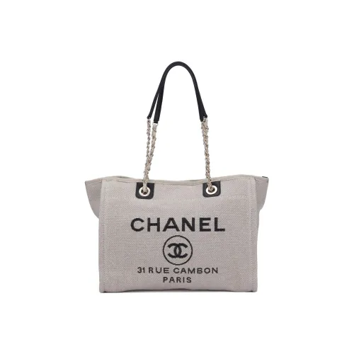 CHANEL Большая емкость BEACH BAG Сумка-тоут Сумка для покупок Сумка через плечо Сумка среднего размера Женская Бежевая