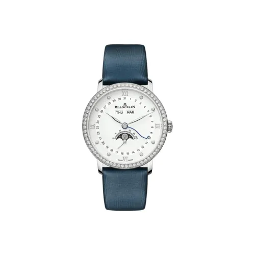 BLANCPAIN VILLERET Автоматический Механический Механизм Мужские Часы 38 мм Белый Циферблат Нержавеющая Сталь Корпус Тканевый Ремешок