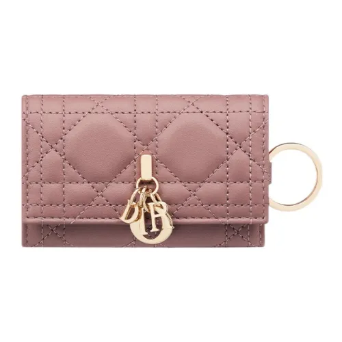 DIOR Lady Dior Lambskin Key Pouch Женские Пион Розовый