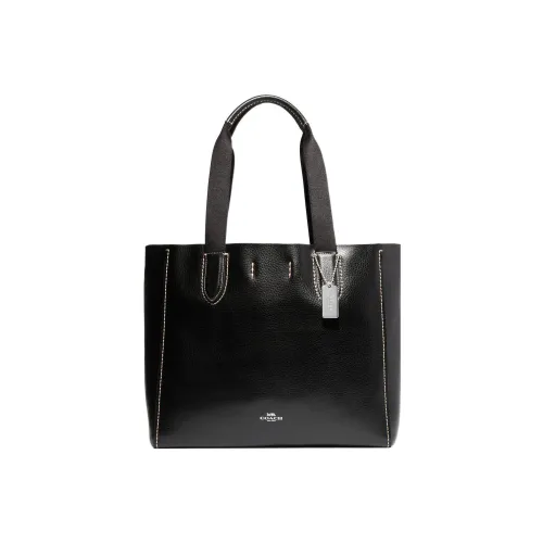 COACH Derby Pebble Кожа Сумка-тоут Сумка для покупок Сумка через плечо Сумка Большая Женская Черная