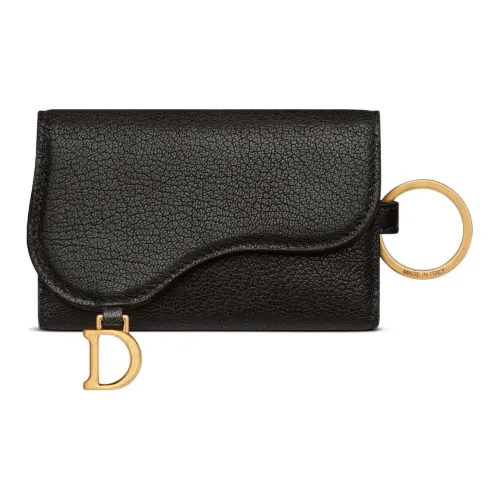 DIOR Saddle Козья кожа Key Pouch Женские Черный