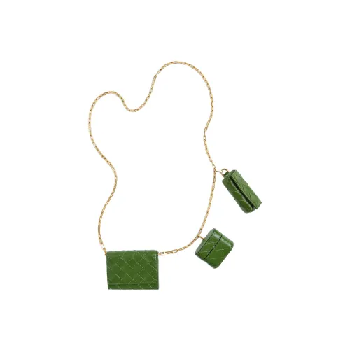 Bottega Veneta Телячья кожа 3 в 1 Цепочка Держатель для карт Женские Авокадо-зеленый