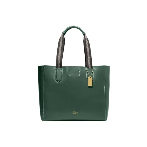 COACH Derby Pebble Кожа Сумка-тоут Сумка для покупок Сумка через плечо Сумка Большая Женская Зеленая
