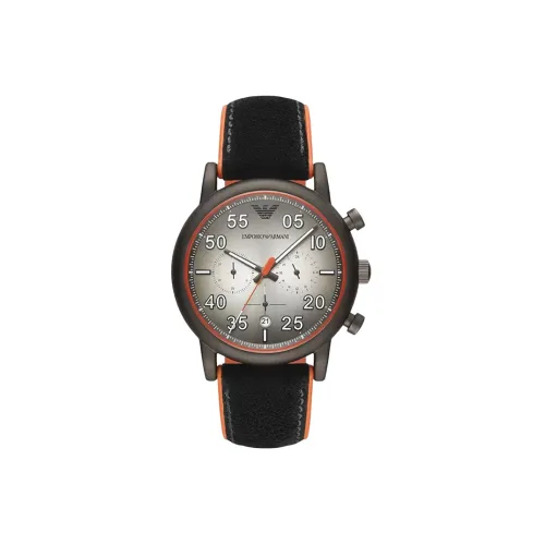EMPORIO ARMANI Часы Кварцевый механизм Естественная кожа Ремешок Белый циферблат Мужской AR11174
