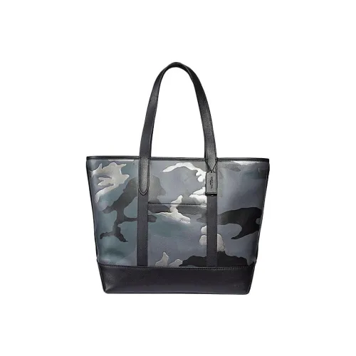 COACH West Smooth Calfskin Tote Bag Shopping Bag Handbag Shoulder Bag Large Women's Camouflage Blue