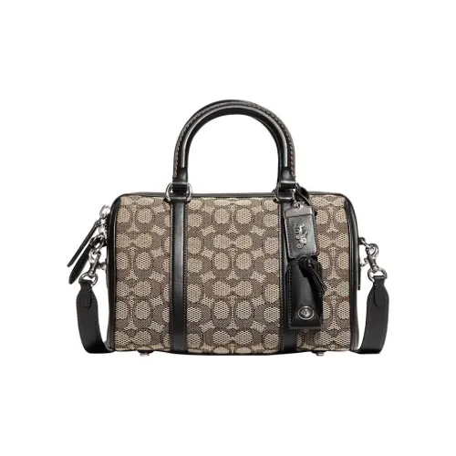 COACH Рубин Жаккардовая Ткань с Коровьей Кожей Сумка Сумка через плечо Сумка через плечо Средний Женская Светло-коричневый и Черный