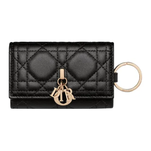DIOR Lady Dior Lambskin Key Pouch Женские Black