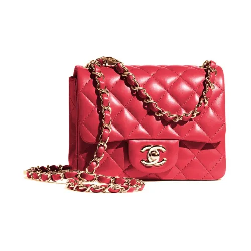 CHANEL 21K Winter Корова Кожа Плечевая Сумка Женская Красная