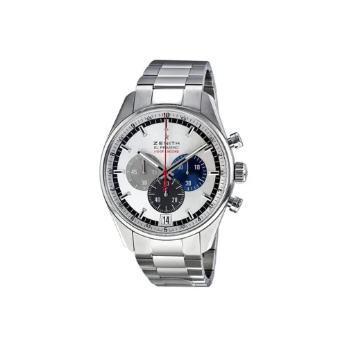 ZENITH EL PRIMERO Автоматический Механический Часы Мужские 42 мм Белый Циферблат Корпус из Нержавеющей Стали