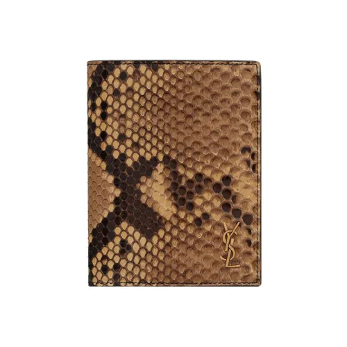 SAINT LAURENT Cassandre Python с принтом Кошелек Мужской Коричневый
