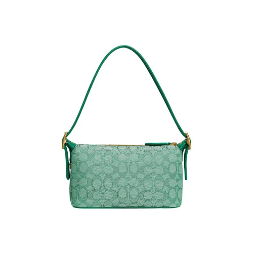 COACH Demi Жаккардовая ткань с переработанной кожей Сумка на плечо Сумка среднего размера Женская Зеленая