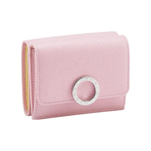 BVLGARI Рельефная Телячья Кожа Тройной Кошелек Женский Розовый