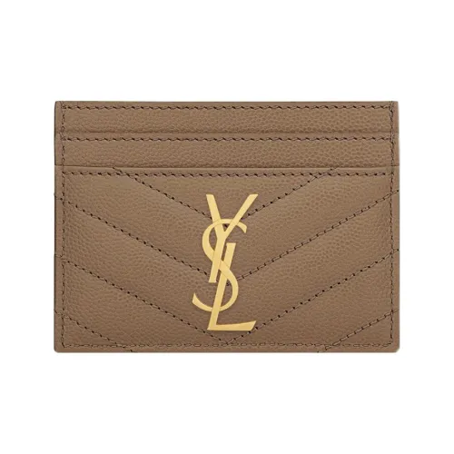 SAINT LAURENT Cassandre С рельефом Тисненый Коровья кожа Картхолдер Женские Тауповый