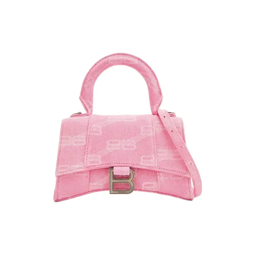 Balenciaga HOURGLASS Хлопок с Деним Сумка через плечо Сумка Экстра Маленькая Женская Розовая