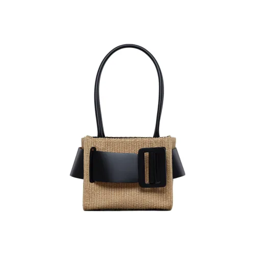 BOYY Tabru Natural Raffia Calfskin Suede One Shoulder Bag Women's Black Beige BOYY Tabru Естественный Рафия Телячья Кожа Замша Одно Плечо Сумка Женская Черный Бежевый