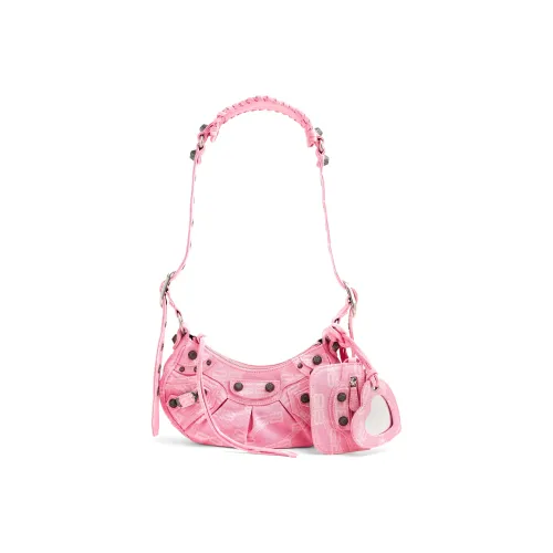 Balenciaga Le Cagole Хлопок с Деним Сумка через плечо Сумка на плечо Мини Женская Розовая