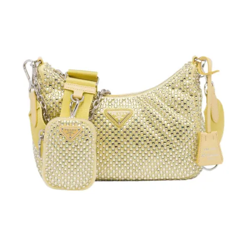 PRADA RE EDITION Ткань Сумка со стразами Сумка через плечо Сумка на плечо Женская Ананас Желтый
