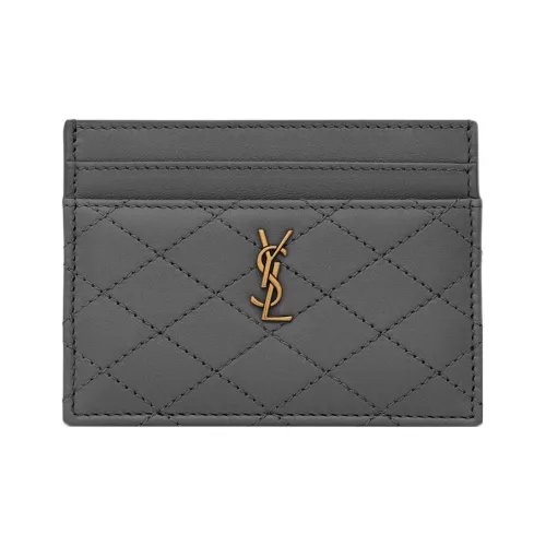 SAINT LAURENT Gaby Лоскутное шитье Овчина Картхолдер Женские Серый Белый