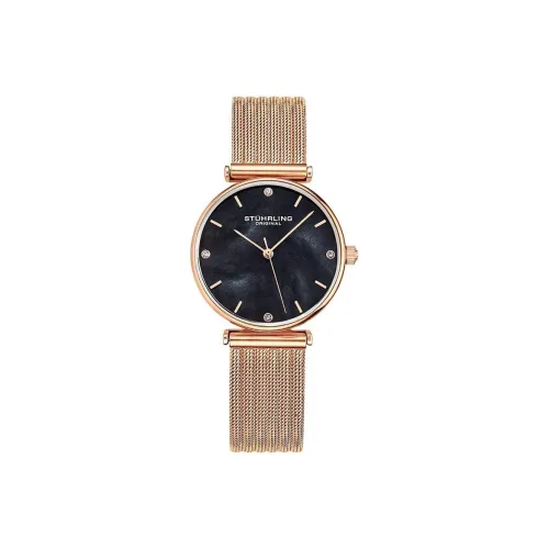 STUHRLING Наручные часы Кварцевый механизм Нержавеющая сталь Ремешок 32 мм Черный циферблат Женские часы 3927,5