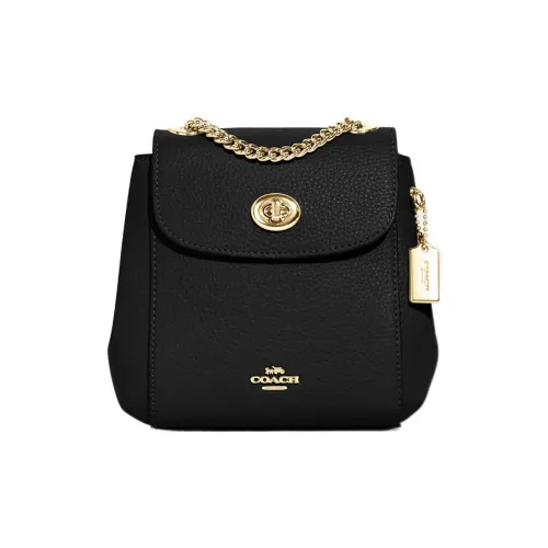 COACH Convertible Галечная кожа Сумка на плечо Рюкзак Маленький Женский Черный