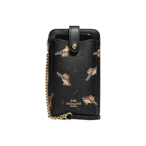 COACH Canvas Чехол для телефона с кожаными вставками сумка через плечо мини женский черный