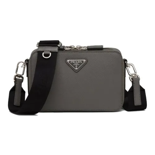 PRADA Brique Кожа Сумка через плечо Мужская Серый