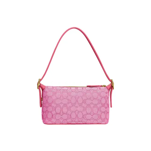 COACH Demi Жаккардовая ткань с переработанной кожей Сумка на плечо Сумка среднего размера Женская Розовая