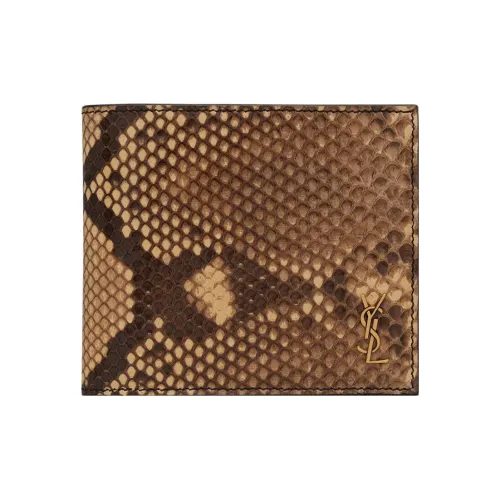SAINT LAURENT Кошелек с принтом питона мужской коричневый