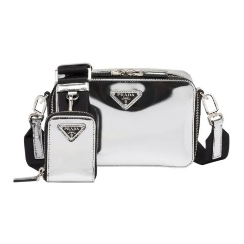 PRADA Brique Кожа Курьерская сумка Сумка через плечо Сумка для ноутбука Мужская Серебряная