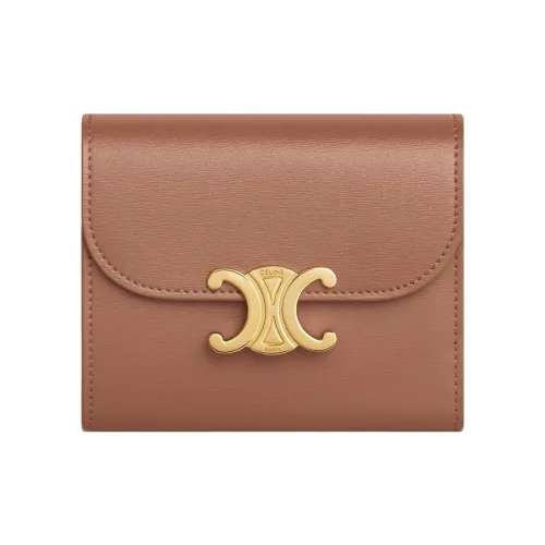 CELINE Triomphe Телячья кожа Кошелек Маленький Женский Коричневый