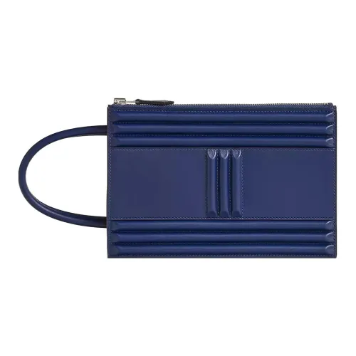 HERMES Tadelakt Телячья кожа с овечьей шкурой подкладка сумка-клатч женский 73 BLEU Saphir сапфирово-синий