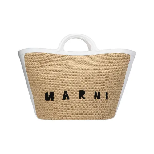 MARNI Cotton Тоут Сумка Сумка для покупок Сумка Большая Женская Белая Коричневая