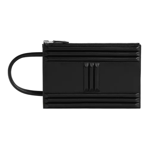 HERMES Tadelakt Телячья кожа Овечья шкура Подкладка Сумка Клатч Женские Черный