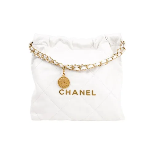 CHANEL 22Bag Гладкая отделка Телячья кожа Тоут Сумка Сумка для покупок Портативная Сумка через плечо Маленькая Сумка через плечо Женская Белая