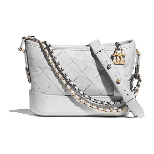 CHANEL Gabrielle Телячья кожа Сумка-хобо Сумка Сумка через плечо Сумка через плечо Маленькая Женская Светло-серая