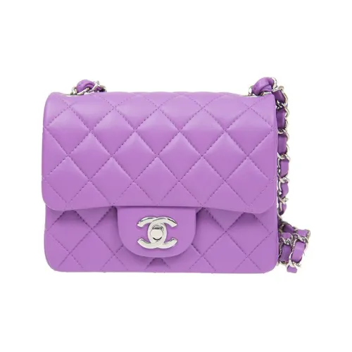 CHANEL Classic Flap CF Sheepskin Mini Square Flap Bag Crossbody Mini Women's Purple