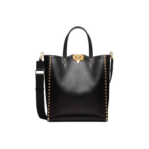 Valentino Rockstud Alcove Коровья кожа Тоут Сумка Сумка для покупок Сумка через плечо Сумка Унисекс Черный