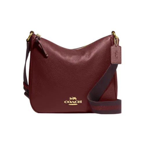 COACH Ellie Pebble Кожа Сумка для документов Портативная Сумка через плечо Сумка через плечо Средняя Женская Вишнево-красная