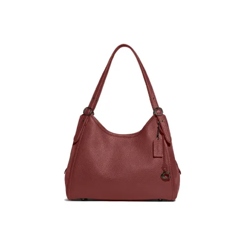 COACH Lori Каменная кожа с замшей Сумка через плечо Женская Красно-коричневая