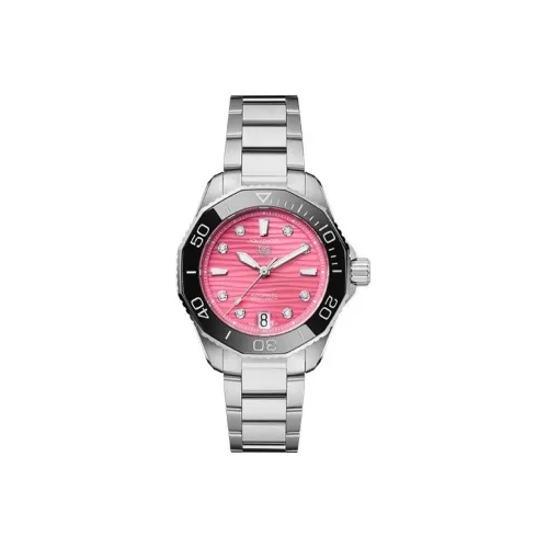 TAG HEUER Автоматический Механический Movement Женские Часы Aquaracer Collection 36 мм Розовые