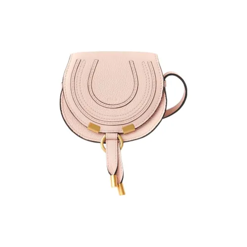 Chloe Marcie Латунь And С рельефом Телячья кожа Седло Сумка Сумка через плечо Экстра мини Женские Светлый румяно-розовый